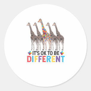 Autisme Awareness Cute Giraffe Animal Het is oké o Ronde Sticker