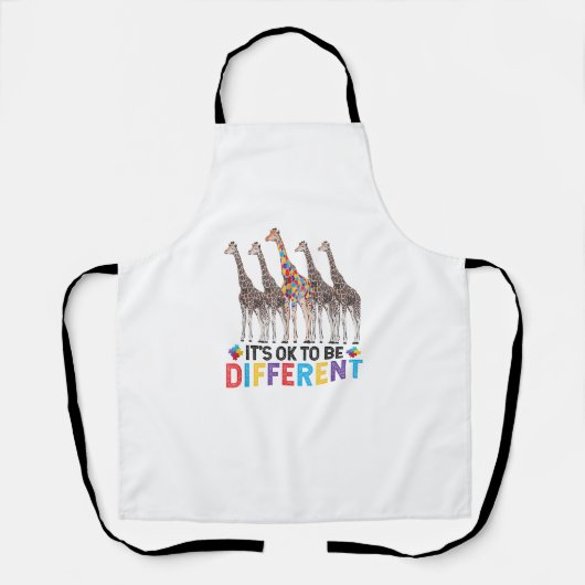 Autisme Awareness Cute Giraffe Animal Het is oké o Schort (Voorkant)