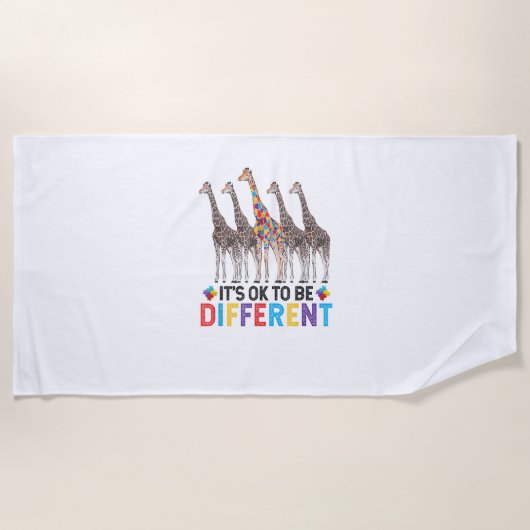 Autisme Awareness Cute Giraffe Animal Het is oké o Strandlaken (Voorkant)