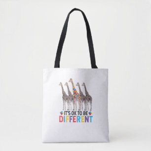 Autisme Awareness Cute Giraffe Animal Het is oké o Tote Bag
