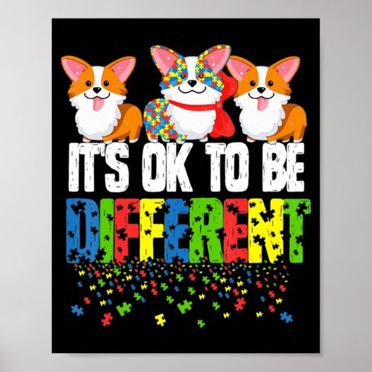 Autisme Awareness Day Corgi, het is oké om verschi Poster (Voorkant)