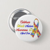 Autisme Awareness Dayu Ronde Button 5,7 Cm (Voorkant /achterkant)