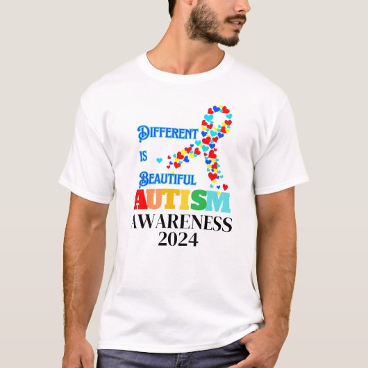 Autisme Awareness Difference is Beauful T-shirt (Voorkant)
