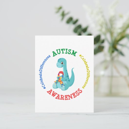 Autisme Awareness Dinosaurs Briefkaart (Staand voorkant)
