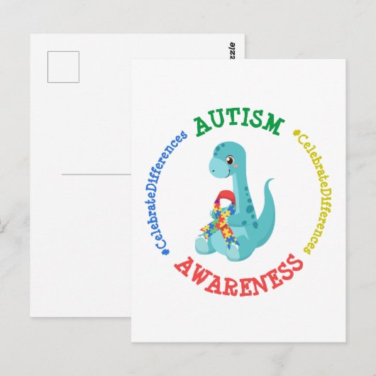 Autisme Awareness Dinosaurs Briefkaart (Voorkant / Achterkant)