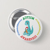 Autisme Awareness Dinosaurs Ronde Button 5,7 Cm (Voorkant /achterkant)
