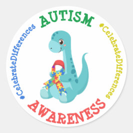 Autisme Awareness Dinosaurs Ronde Sticker