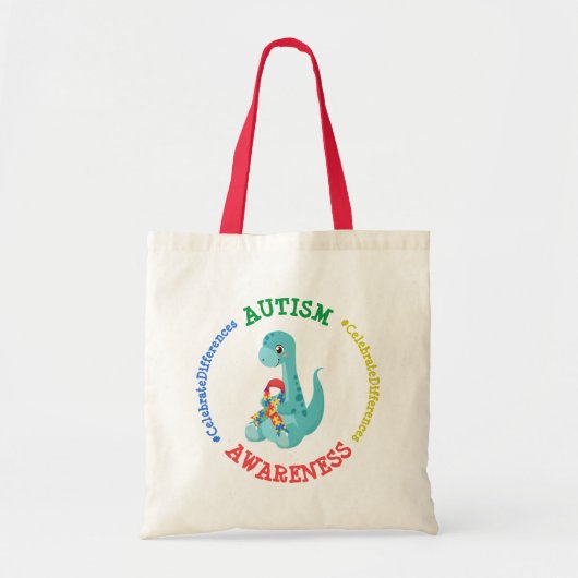 Autisme Awareness Dinosaurs Tote Bag (Voorkant)