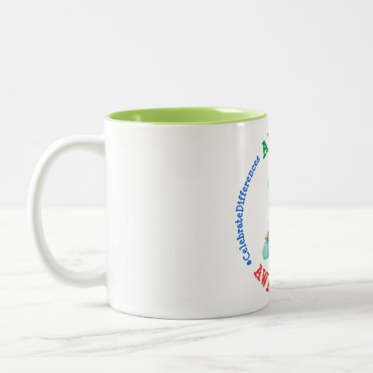 Autisme Awareness Dinosaurs Tweekleurige Koffiemok (Links)