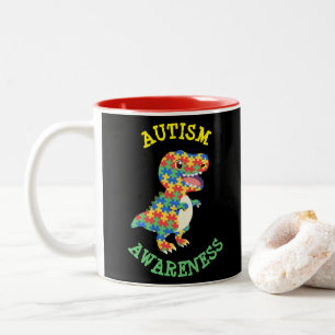 Autisme Awareness Dinosaurs Tweekleurige Koffiemok