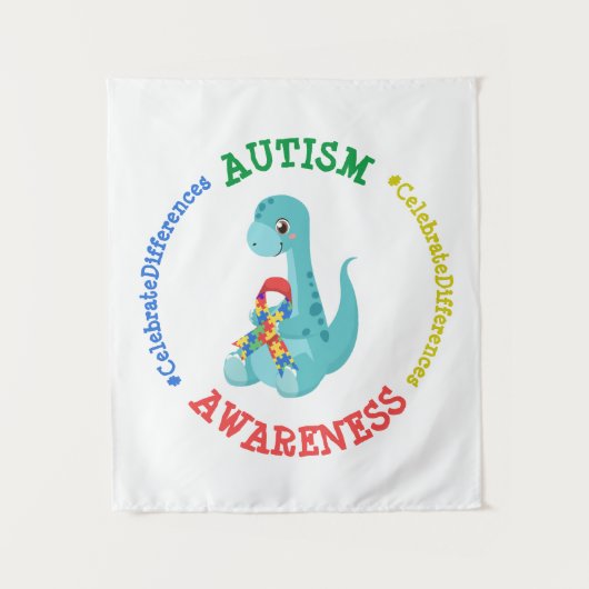 Autisme Awareness Dinosaurs Wandkleed (Voorkant)
