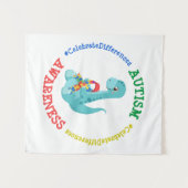 Autisme Awareness Dinosaurs Wandkleed (Voorkant (horizontaal))