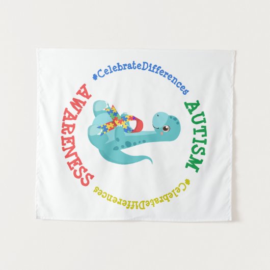 Autisme Awareness Dinosaurs Wandkleed (Voorkant (horizontaal))