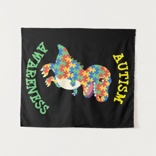 Autisme Awareness Dinosaurs Wandkleed (Voorkant (horizontaal))