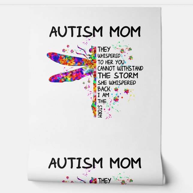 Autisme Awareness, Dragonfly Autism Mam Behang (Afrollen)
