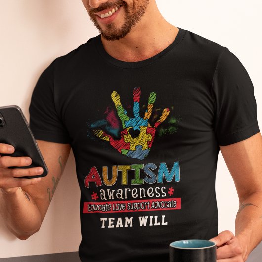 Autisme Awareness Educate Advocate Custom Team T-shirt