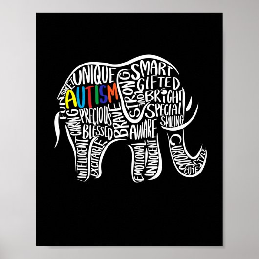 Autisme Awareness Elephant Poster (Voorkant)