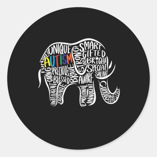 Autisme Awareness Elephant Ronde Sticker (Voorkant)