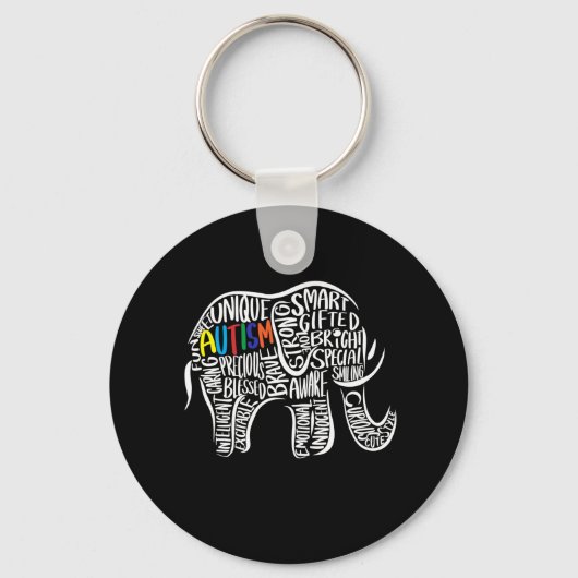 Autisme Awareness Elephant Sleutelhanger (Voorkant)