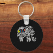 Autisme Awareness Elephant Sleutelhanger (Voorkant)