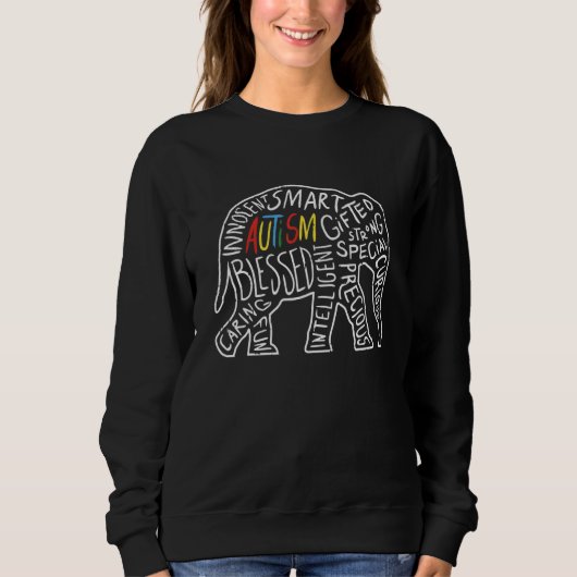 Autisme Awareness Elephant Words Animal Trui (Voorkant)