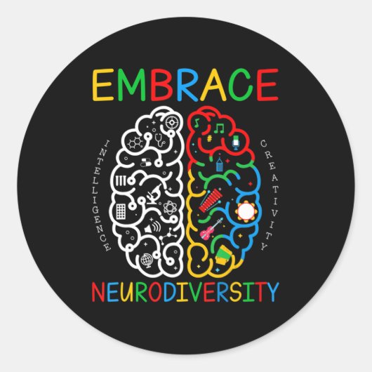 Autisme Awareness Embrace Neurodiversity ADHD Auti Ronde Sticker (Voorkant)