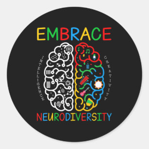 Autisme Awareness Embrace Neurodiversity ADHD Auti Ronde Sticker
