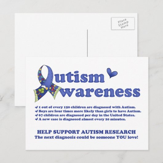 Autisme Awareness (feiten over Autisme) Briefkaart (Voorkant / Achterkant)