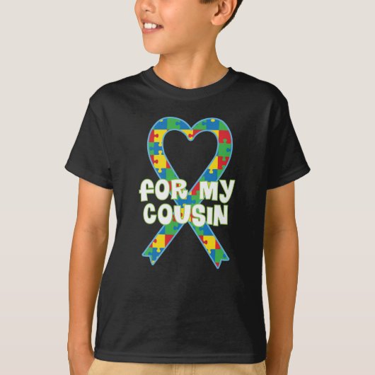 Autisme Awareness for Cousin Puzzle Ribbon T-shirt (Voorkant)