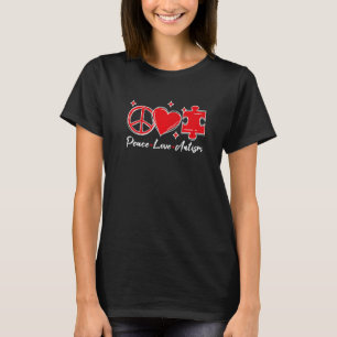 Autisme Awareness Funny Peace Love Puzzle Kinder B T-shirt