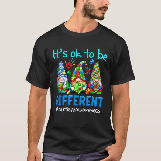 Autisme Awareness Gnomen Het is oké om anders te z T-shirt (Voorkant)