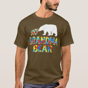 Autisme Awareness Grandma Beer Puzzle Support Auti T-shirt