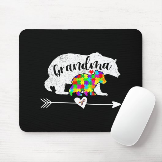 Autisme Awareness Grandma Beer Support Autistic Ad Muismat (Met muis)