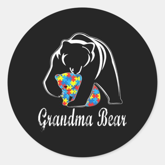 Autisme Awareness Grandma Beer Support Autistic Ad Ronde Sticker (Voorkant)