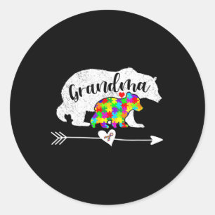 Autisme Awareness Grandma Beer Support Autistic Ad Ronde Sticker