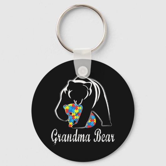 Autisme Awareness Grandma Beer Support Autistic Ad Sleutelhanger (Voorkant)