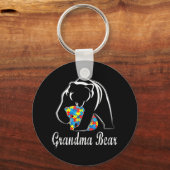 Autisme Awareness Grandma Beer Support Autistic Ad Sleutelhanger (Voorkant)
