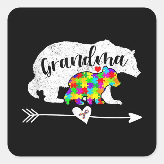 Autisme Awareness Grandma Beer Support Autistic Ad Vierkante Sticker (Voorkant)
