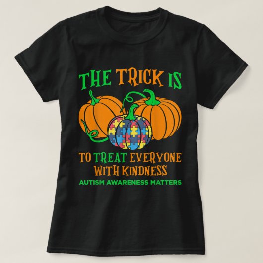 Autisme Awareness Halloween Herfst Oktober Puzzle  T-shirt (Design voorkant)