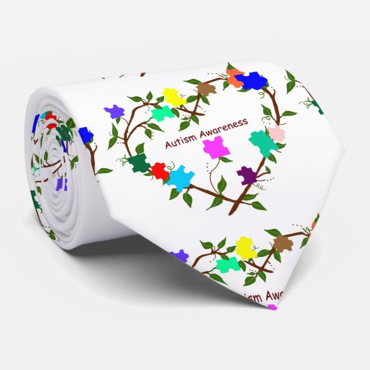 Autisme Awareness hart puzzle stuks Stropdas (Opgerold)