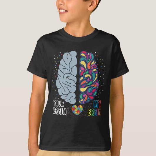 Autisme Awareness Heart Autistic Colorful Brain T-shirt (Voorkant)