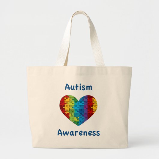 Autisme Awareness Heart Grote Tote Bag (Voorkant)