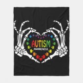 Autisme Awareness Heart Puzzle Piece Skull Fleece Deken (Voorkant)
