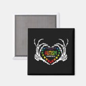 Autisme Awareness Heart Puzzle Piece Skull Magneet (Voorkant / Achterkant)