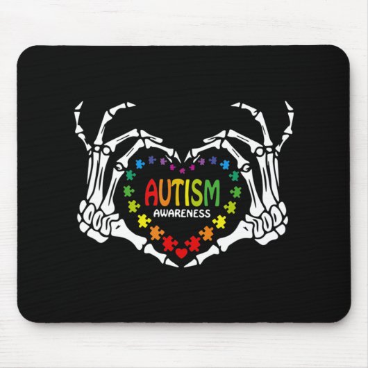 Autisme Awareness Heart Puzzle Piece Skull Muismat (Voorkant)
