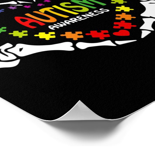 Autisme Awareness Heart Puzzle Piece Skull Poster (Hoek)
