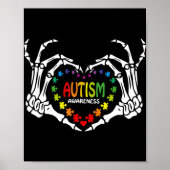 Autisme Awareness Heart Puzzle Piece Skull Poster (Voorkant)