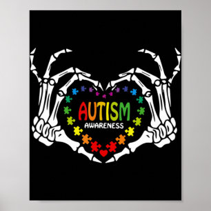 Autisme Awareness Heart Puzzle Piece Skull Poster