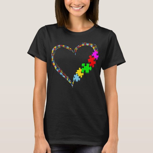 Autisme Awareness Heart Puzzle Piece T-shirt (Voorkant)