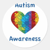 Autisme Awareness Heart Ronde Sticker (Voorkant)